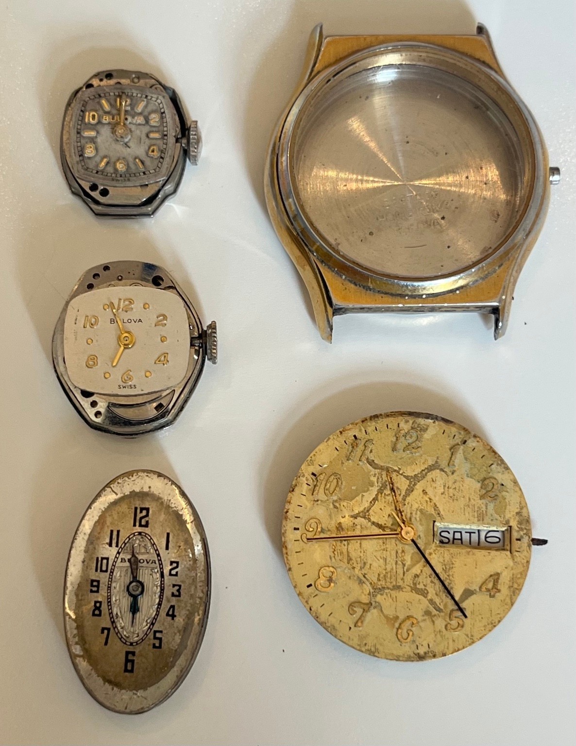 Vintage Bulova Watch Parts Lot Movements Dials Case Untested Repair Vintage Bulova Watch Parts Lot Movements Dials Case Untested Repair