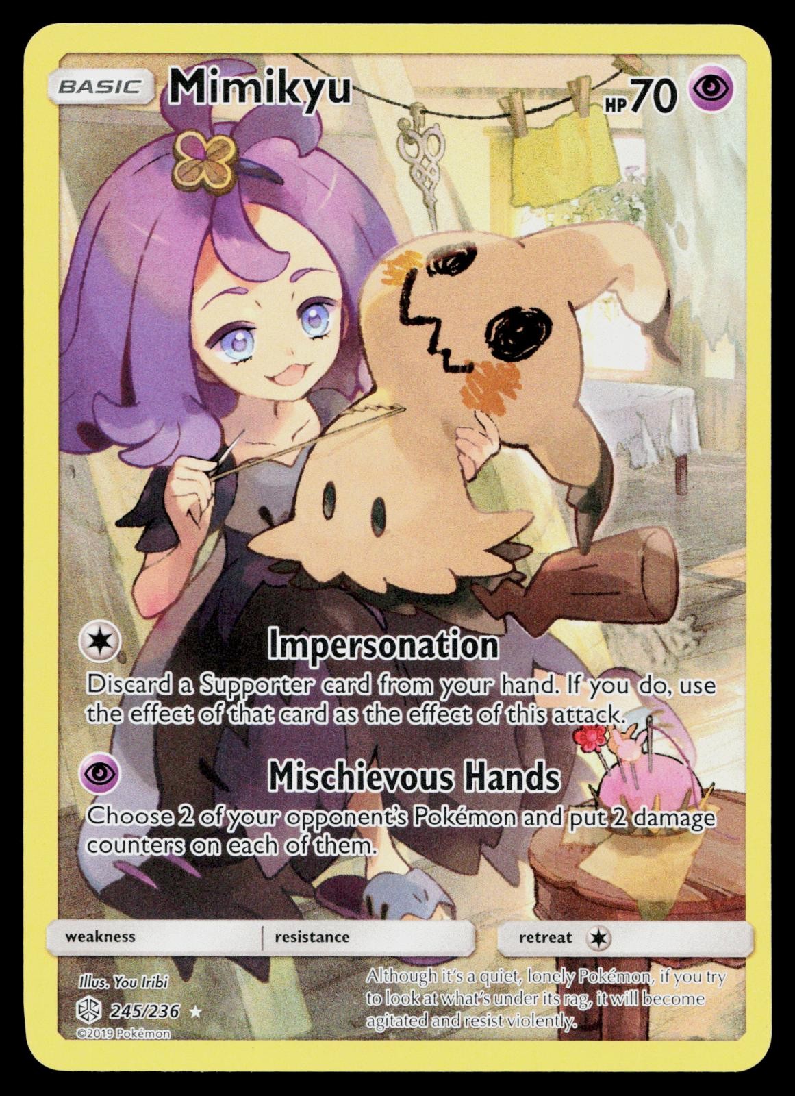 MIMIKYU 245/236 SECRET RARE COSMIC ECLIPSE POKEMON HOLO NM