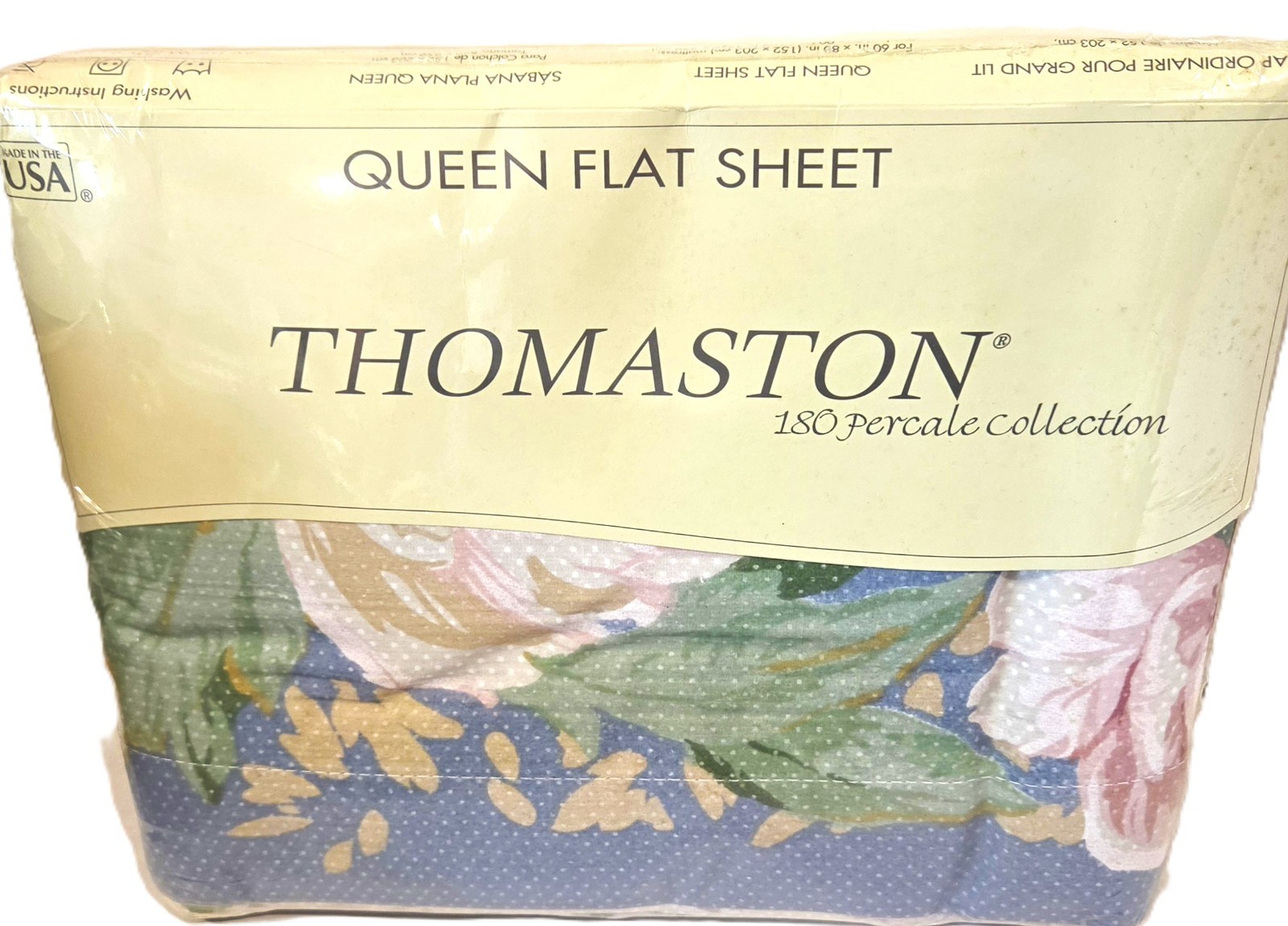 Thomaston Roslyn Flowers Queen Flat Sheet Percale 180 Count Cottage Core Vtg NOS Thomaston Roslyn Flowers Queen Flat Sheet Percale 180 Count Cottage Core Vtg NOS