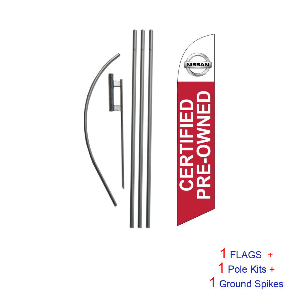 Nissan Certified Pre-Owned 15\' Feather Banner Swooper Flag Kit with pole+spike