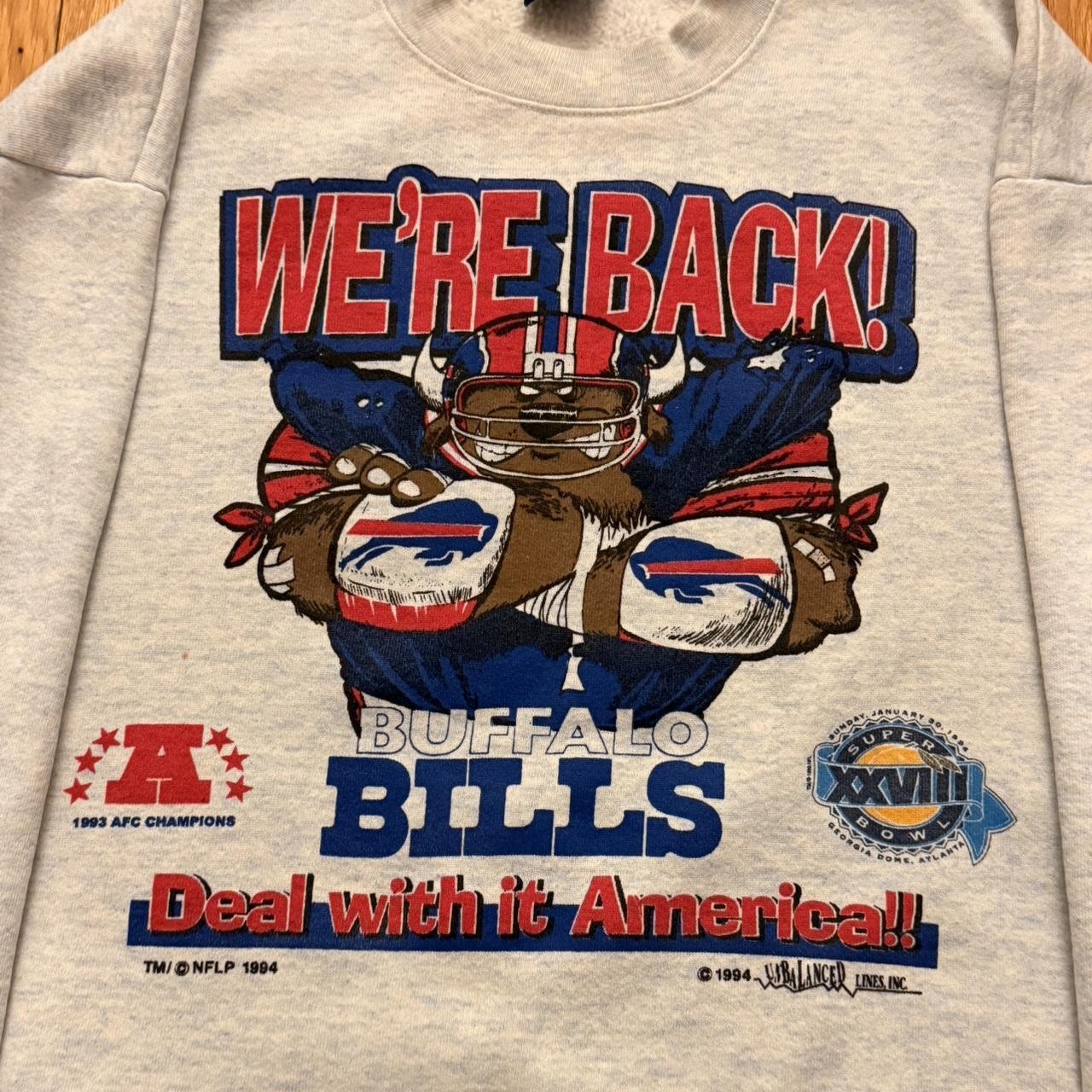 Buffalo Bills We’re Back Deal Ash Gray Crewneck Sweatshirt 90s RM3686