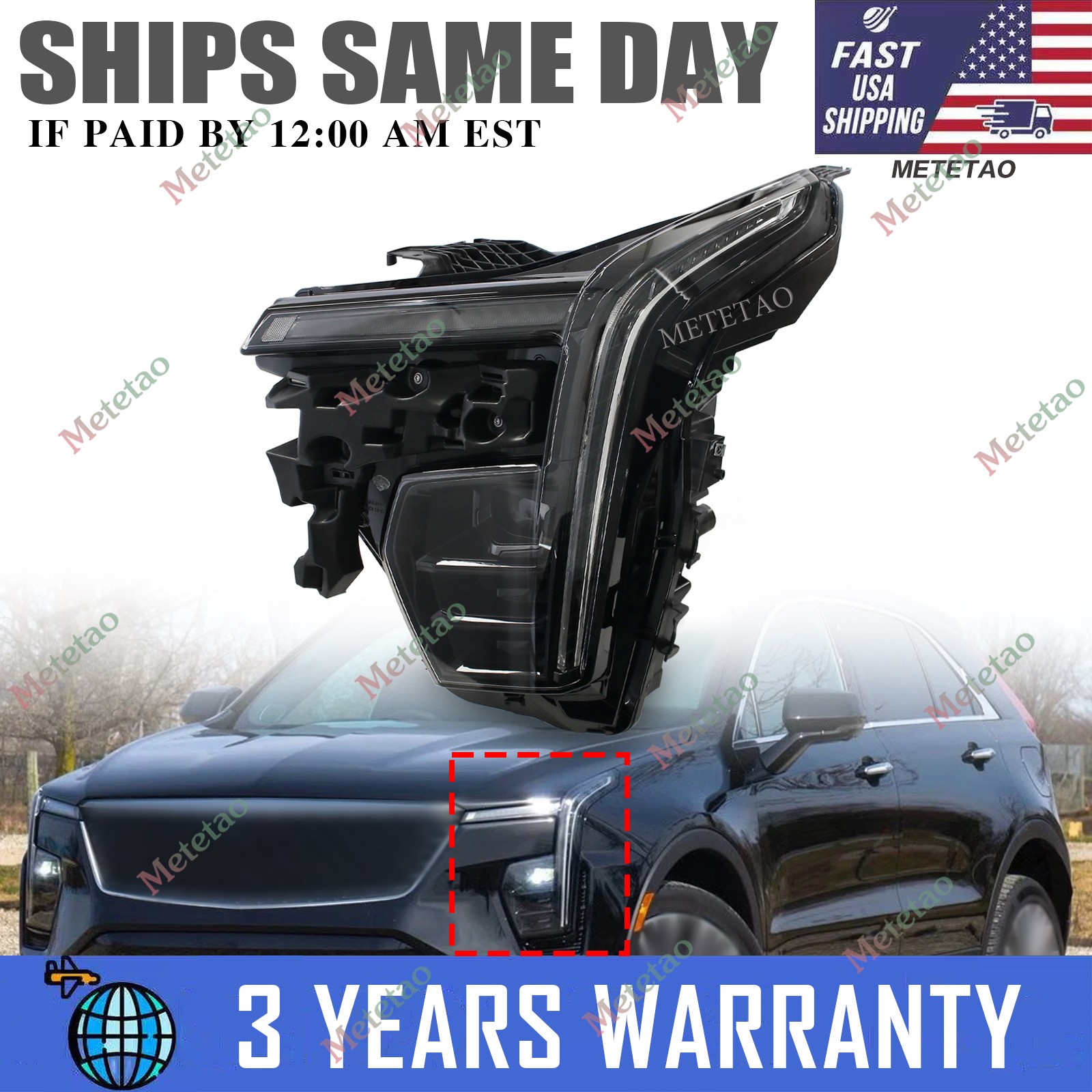 Left or Right Side For Cadillac XT4 2024-2025 LED Headlight 42888029 42888030