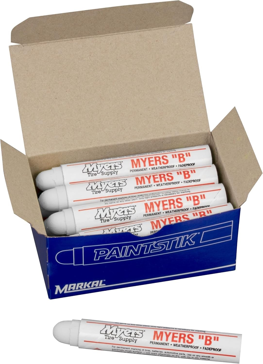 Myers B Paintstik Multi-Purpose Permanent Solid Paint Marker for Oily, Icy, Wet,