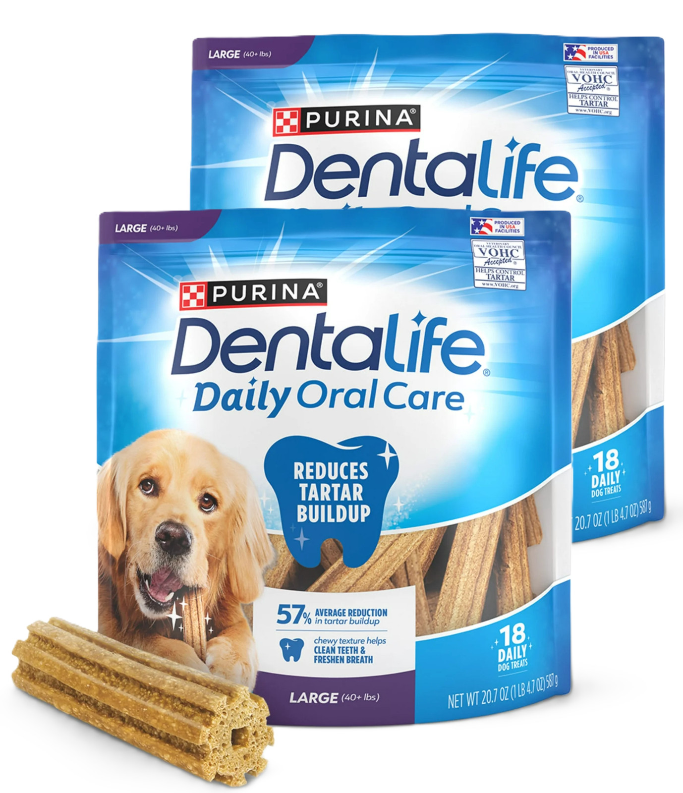 Purina Daily Oral Care Large Dog Dental Treats with Chicken, 20.7oz (36 Count)