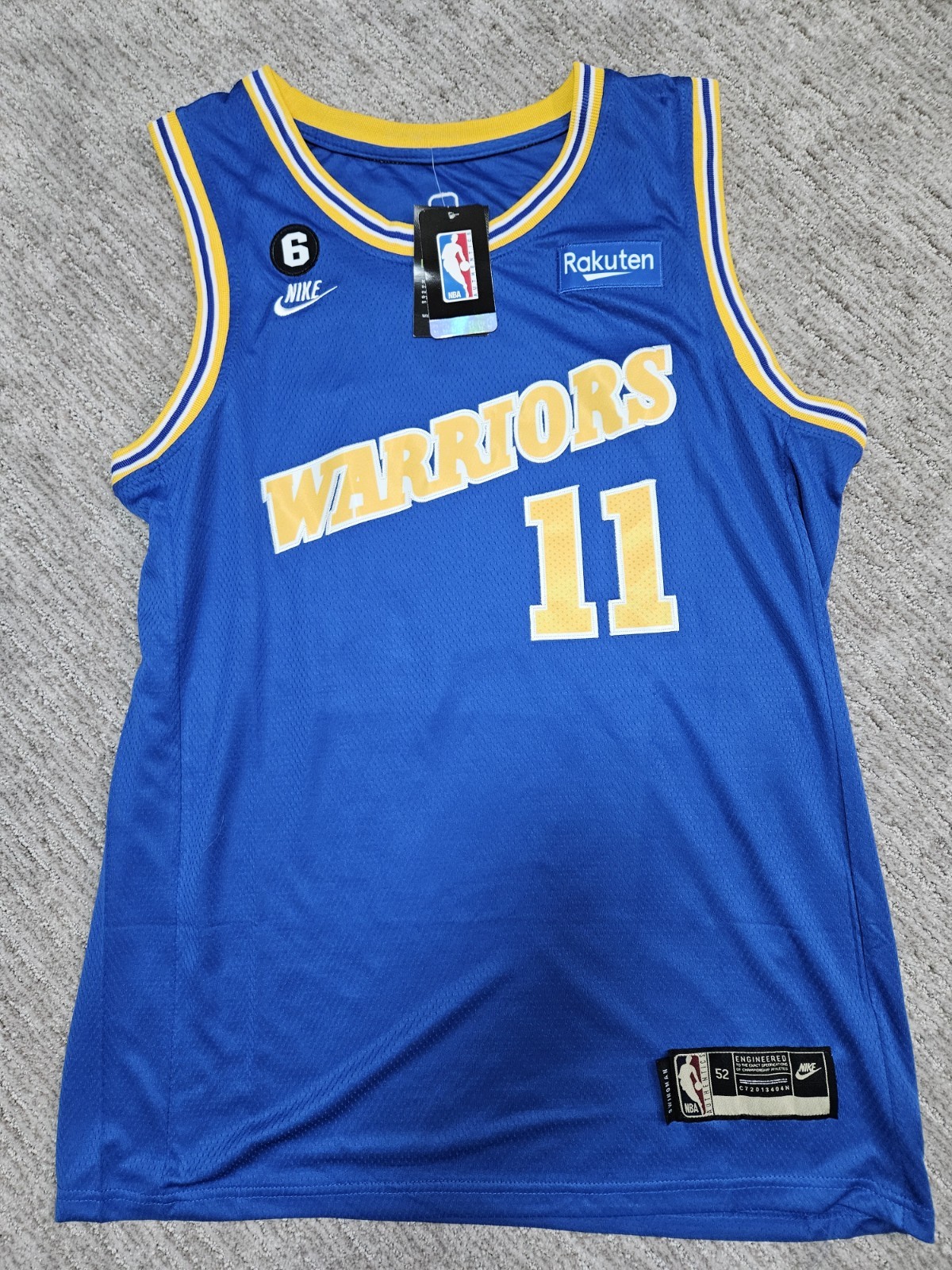  Nike Klay Thompson Royal Golden State Warriors Swingman Badge Jersey Size 52