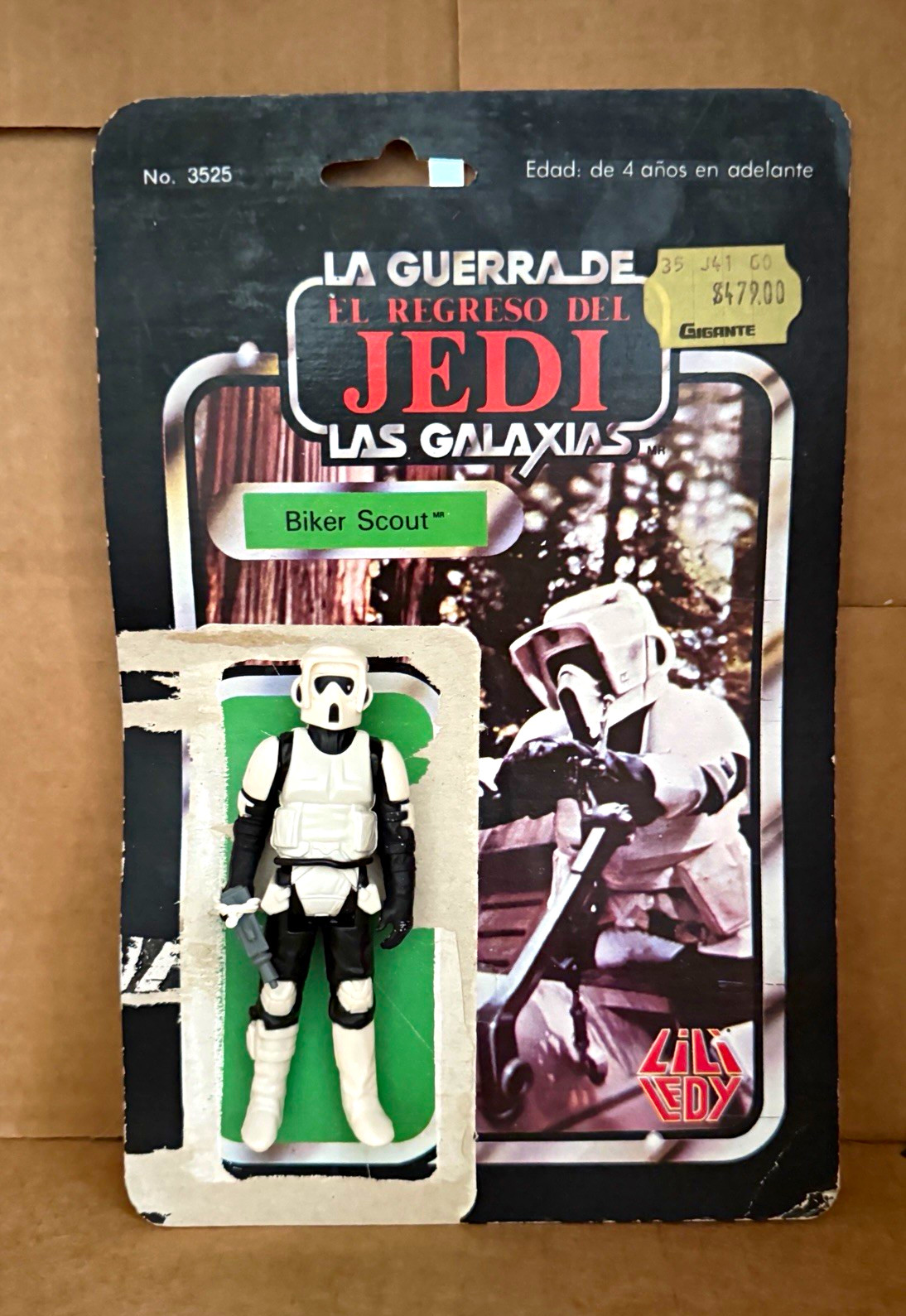 Lili Ledy 1983 Star Wars ROTJ -SHORT SNOUT- Biker Scout Figure on BLACK Cardback Lili Ledy 1983 Star Wars ROTJ -SHORT SNOUT- Biker Scout Figure on BLACK Cardback