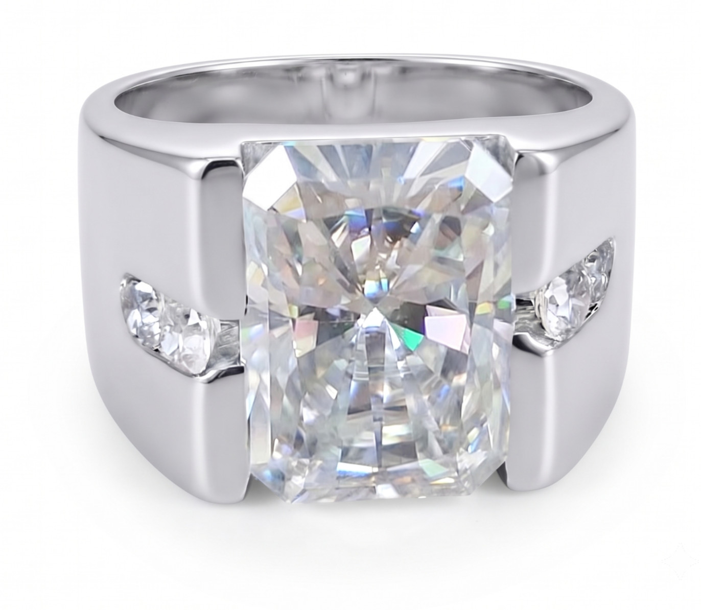 RARE 8.00 Ct Certified White Diamond Solitaire Men\'s Ring-Great Shine FREE Studs