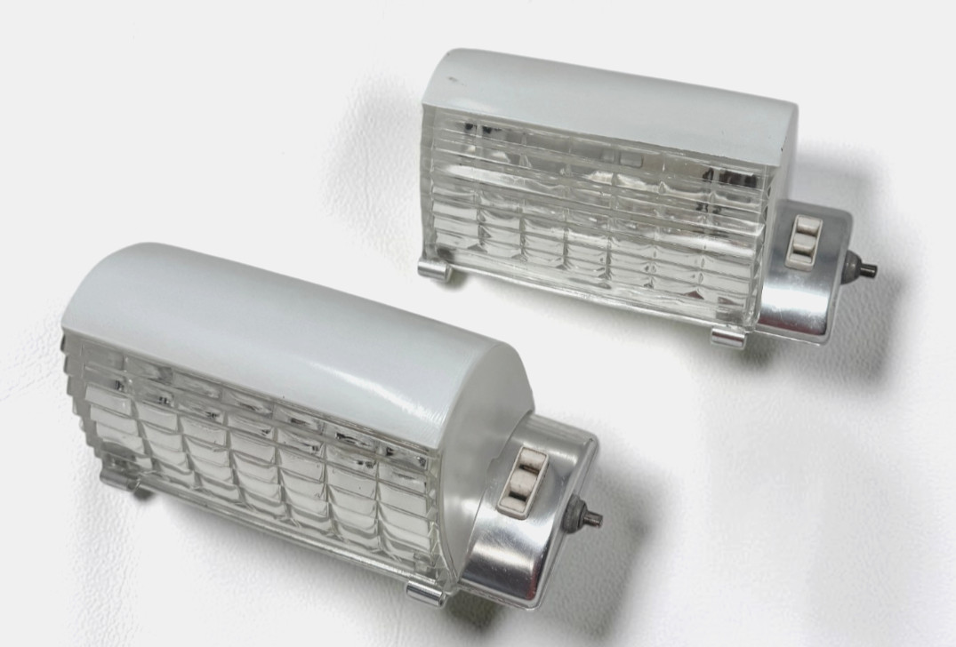 Vintage Pair Harmony House Chrome Waffle Slip Shades Bathroom Fixtures Plug Rare