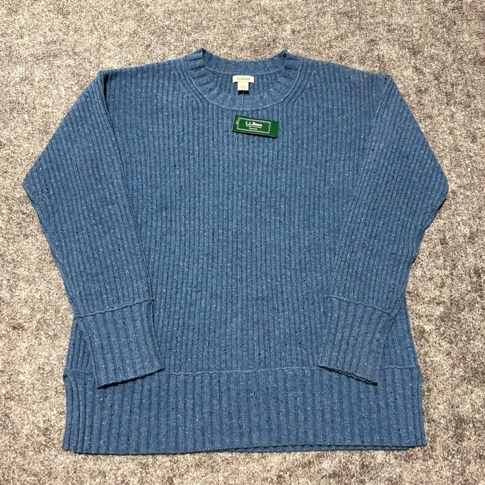 L.L. Bean Blue Donegal Ribbed Crewneck Sweater Vintage Retro Size Small NWT L.L. Bean Blue Donegal Ribbed Crewneck Sweater Vintage Retro Size Small NWT