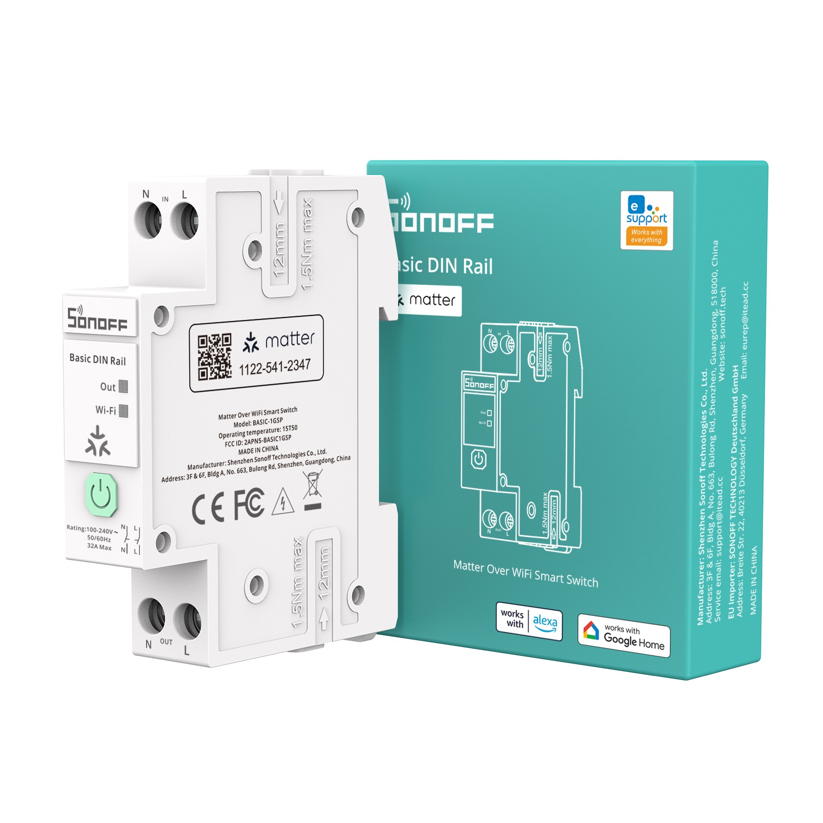 SONOFF Electric Meter 32A Smart Wi-Fi Switch Matter Over Din Rai Circuit Breaker