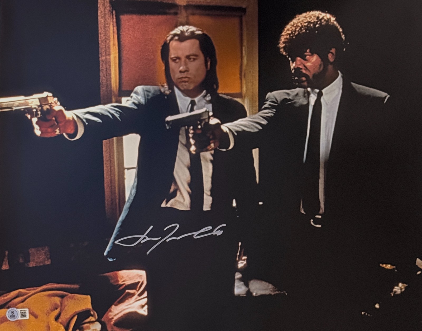 John Travolta Signed 16x20 Pulp Fiction Photo Beckett BAS Witnessed