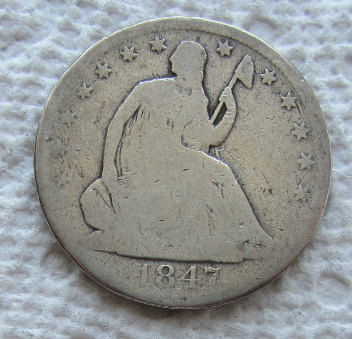 1847-O Seated Liberty Silver Half Dollar Better Semi Key Date Type Coin Cleaned
