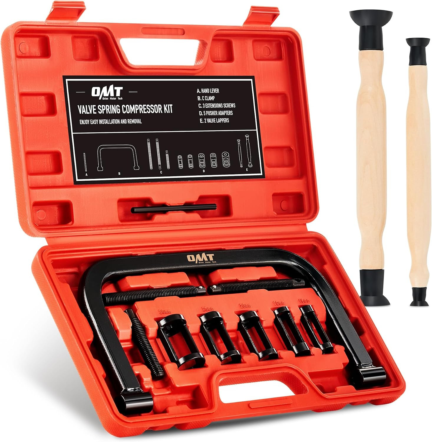 12Pcs Valve Spring Compressor with Valve Lapper Set Auto Compression C-Clamp ...