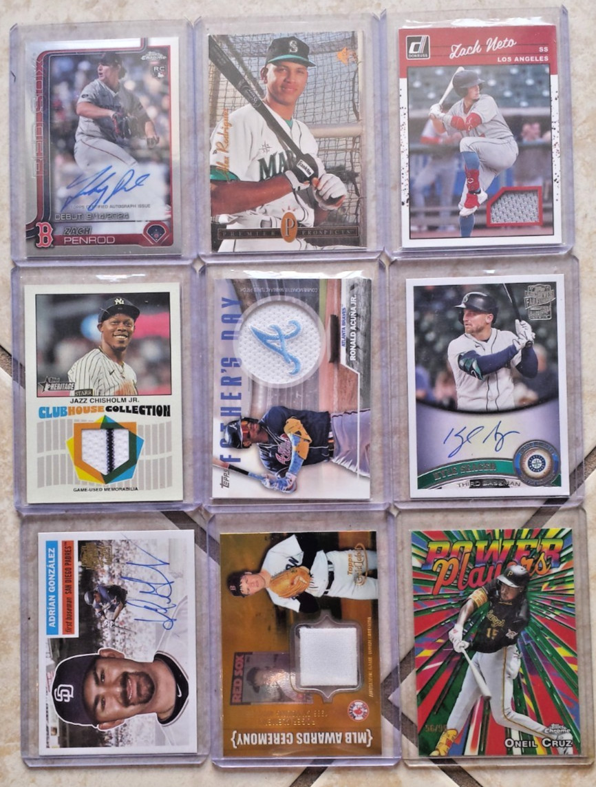 HUGE AUTO, JERSEY, GAME USED, ROOKIE, BASEBALL CARD LOT LOADED
