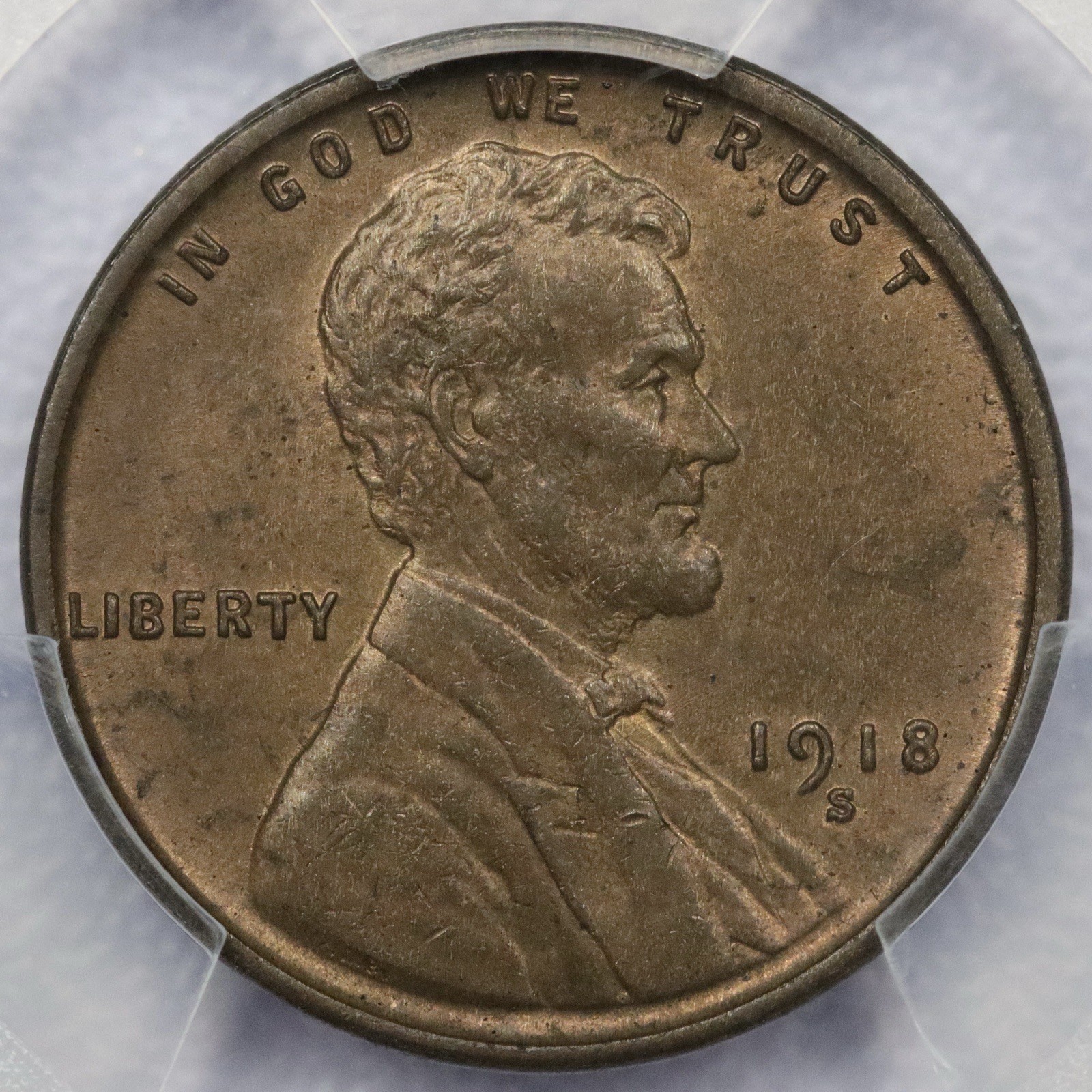 1918-S 1c Lincoln Wheat Cent - PCGS MS 63 BN