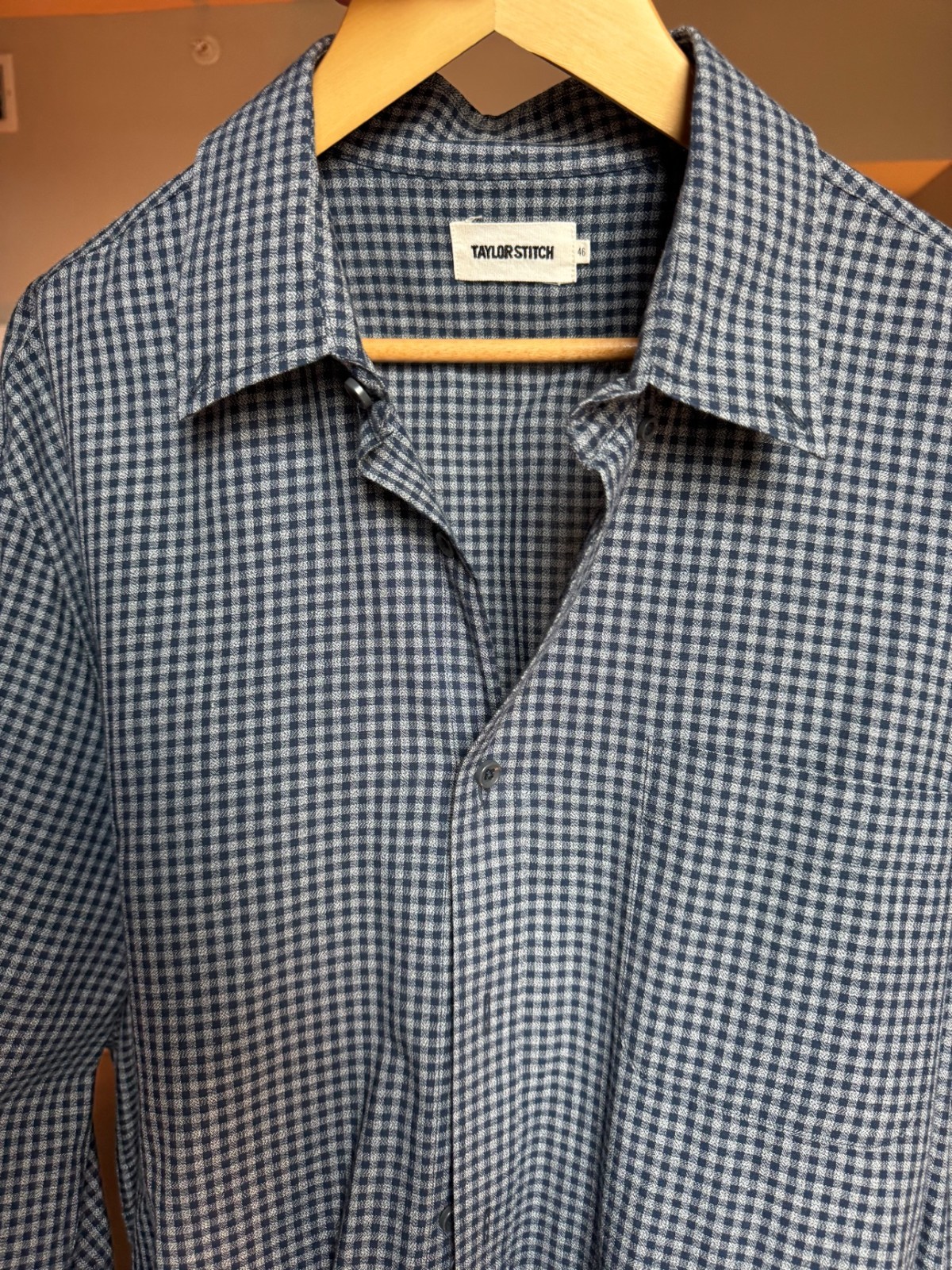 Taylor Stitch Button-Down Shirt Mens XXL 46 Navy Gingham Check