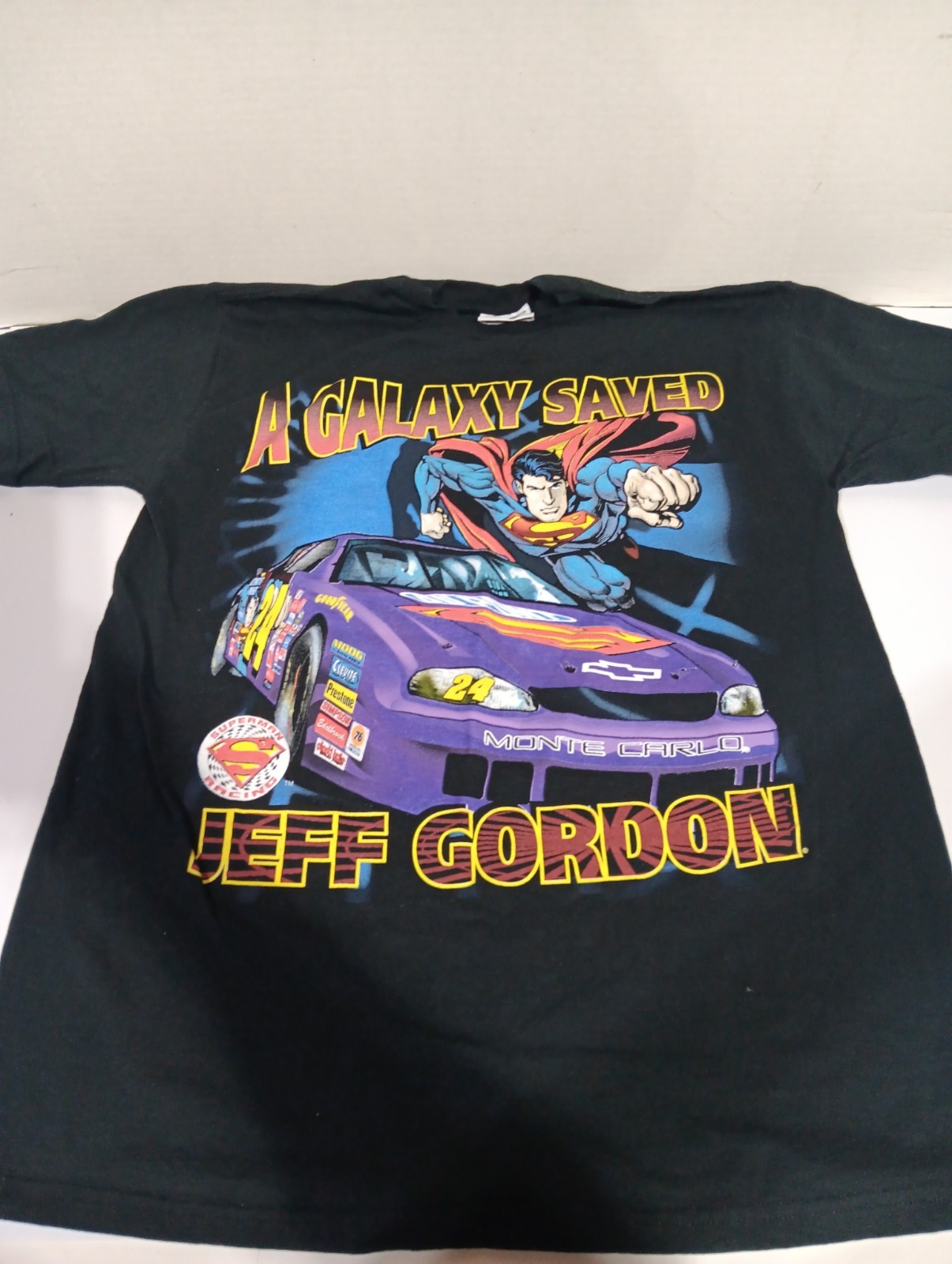 Vintage Jeff Gordon Nascar Superman Shirt Mens Large Black 1990s