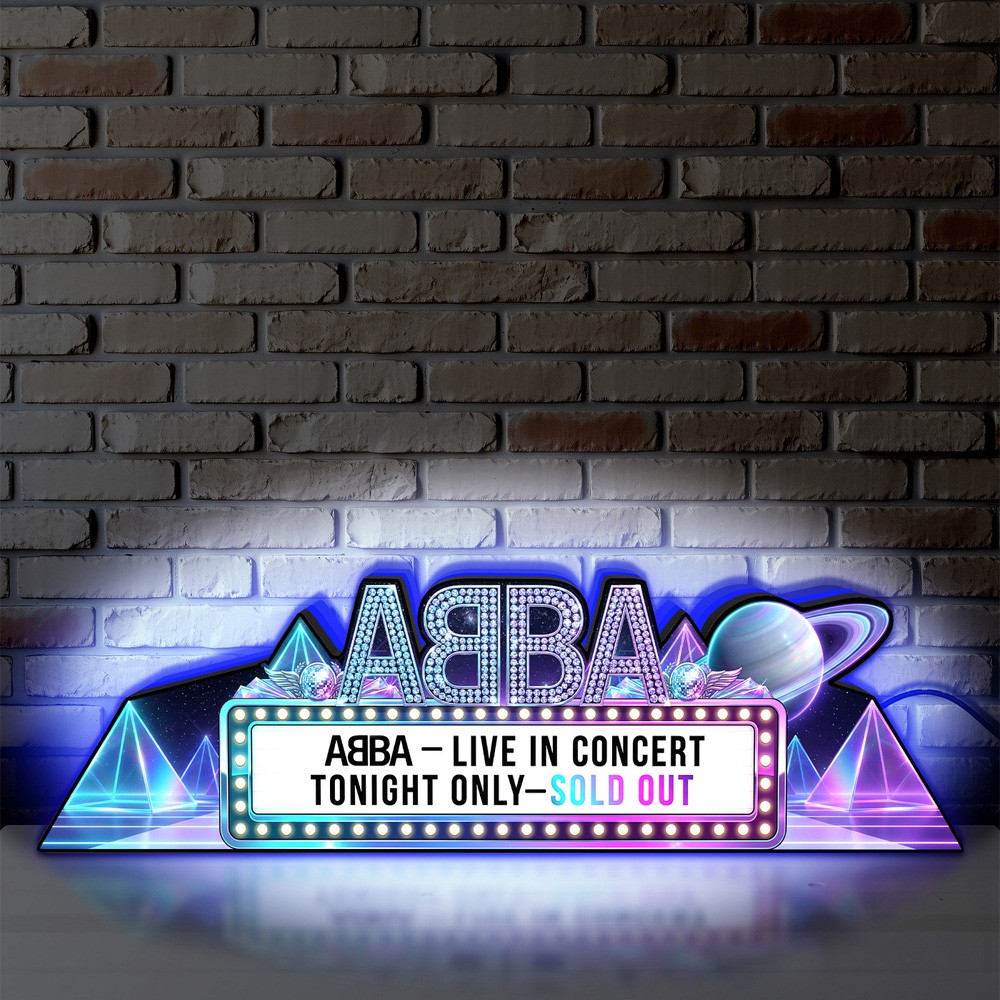 ABBA “Live in Concert” Pinball Topper 3D Printed LED Lightbox Arcade Decor--
