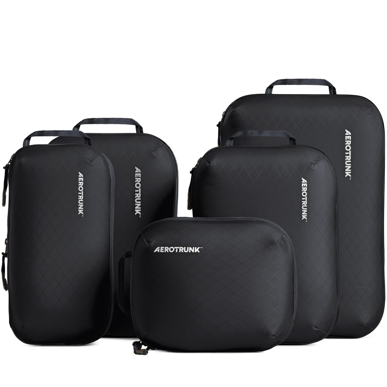 Packing Cubes Travel Organizer Set Black Nylon Zipper 6-Pack Packing Cubes Travel Organizer Set Black Nylon Zipper 6-Pack