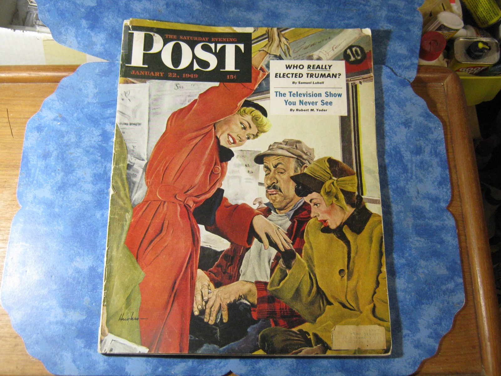 VINTAGE THE SATURDAY EVENING POST MAGAZINE January 22, 1949 George Hughes Cover