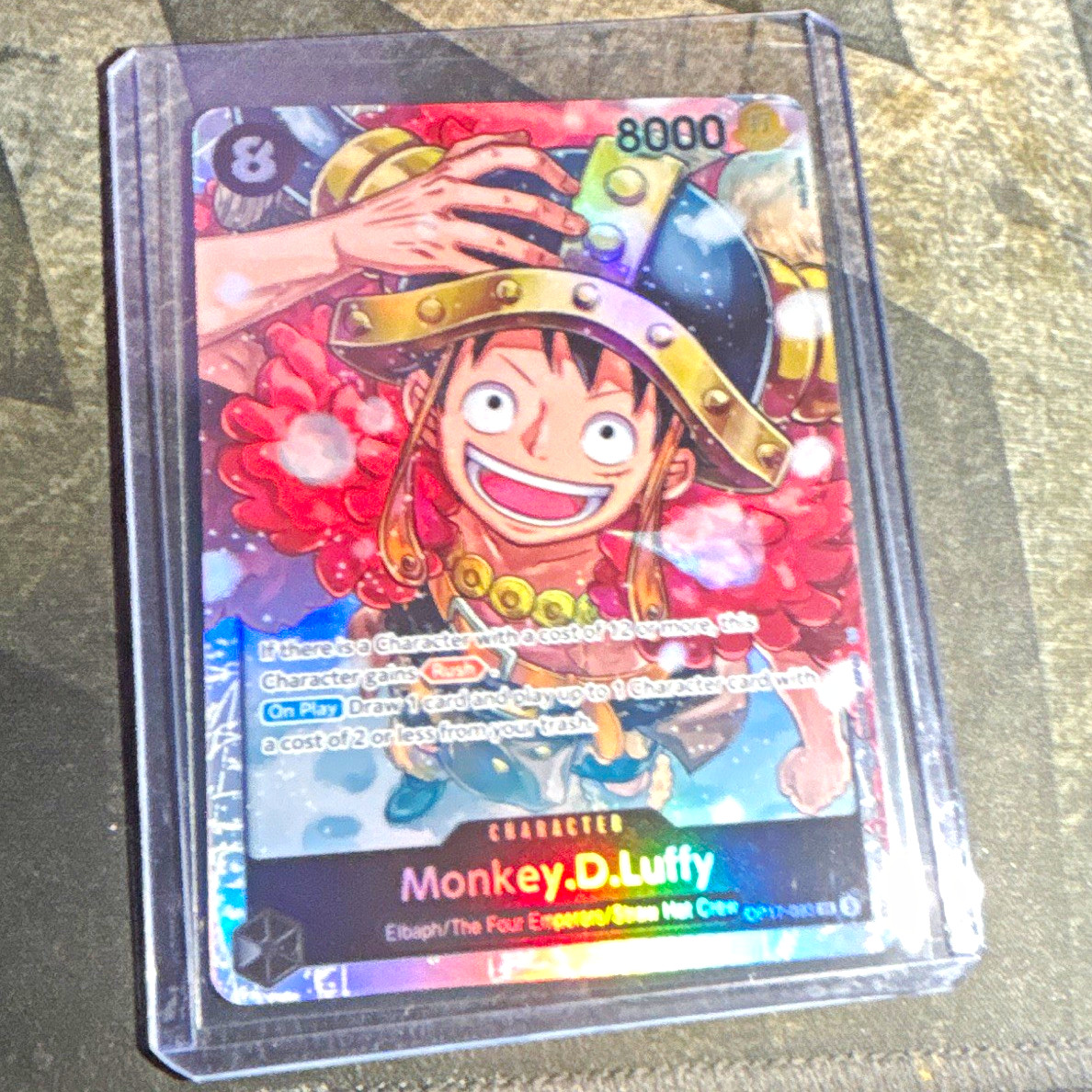Bandai One Piece Monkey D. Luffy OP17-093 Alt Art Holo 8000 Cost 8 EN Bandai One Piece Monkey D. Luffy OP17-093 Alt Art Holo 8000 Cost 8 EN