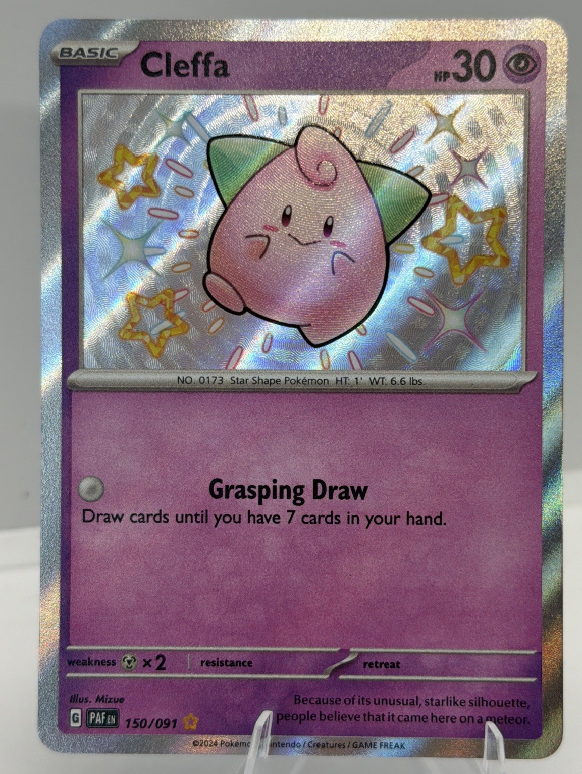 Cleffa 150/091 SV: Paldean Fates Holo SHINY RARE Pokemon TCG MINT/NM
