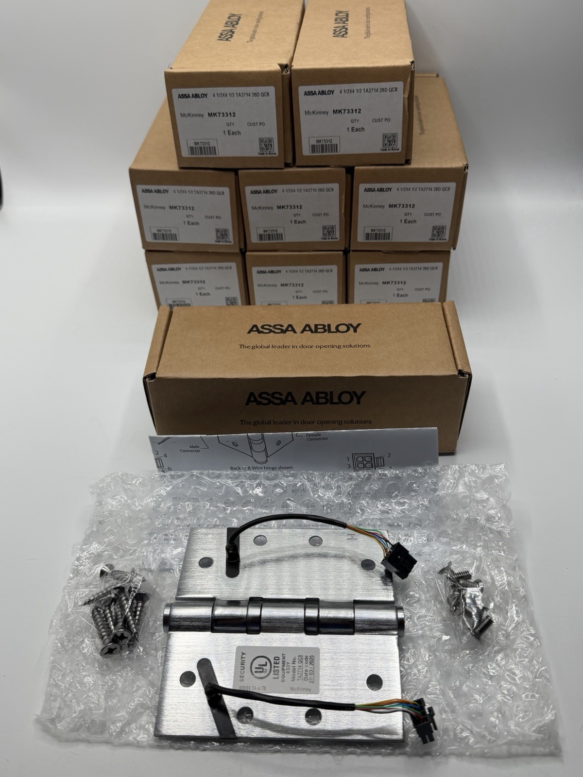 Lot of 9 McKinney Electric Hinge TA2714 4.5” X 4.5” 26D QC 8 Wire MK73312 Lot of 9 McKinney Electric Hinge TA2714 4.5” X 4.5” 26D QC 8 Wire MK73312