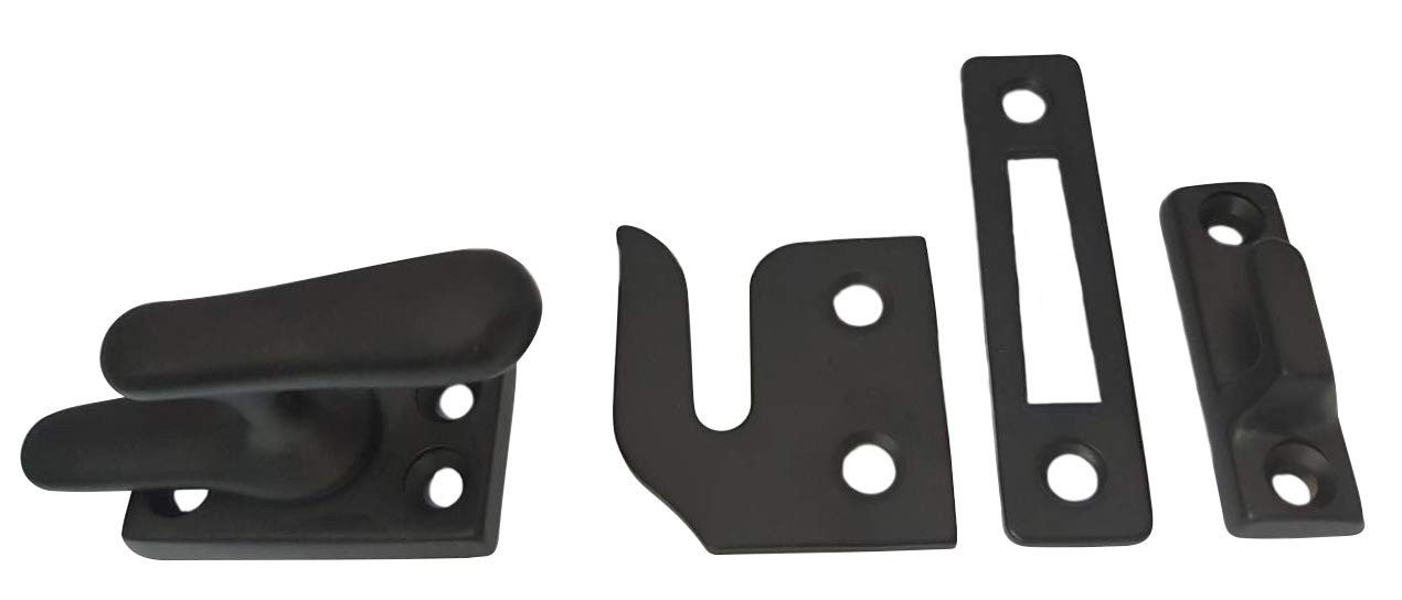 QCAA Solid Brass Casement Fastener Window Lock, Small, 1 Pack, Matte Black