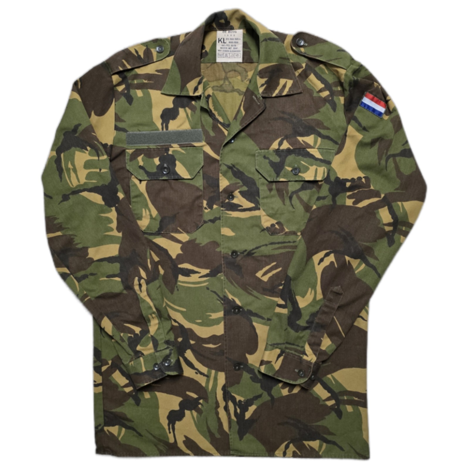 Vintage Dutch Army Field Shirt Mens Large Long KL DPM Camo Combat Jacket 1990