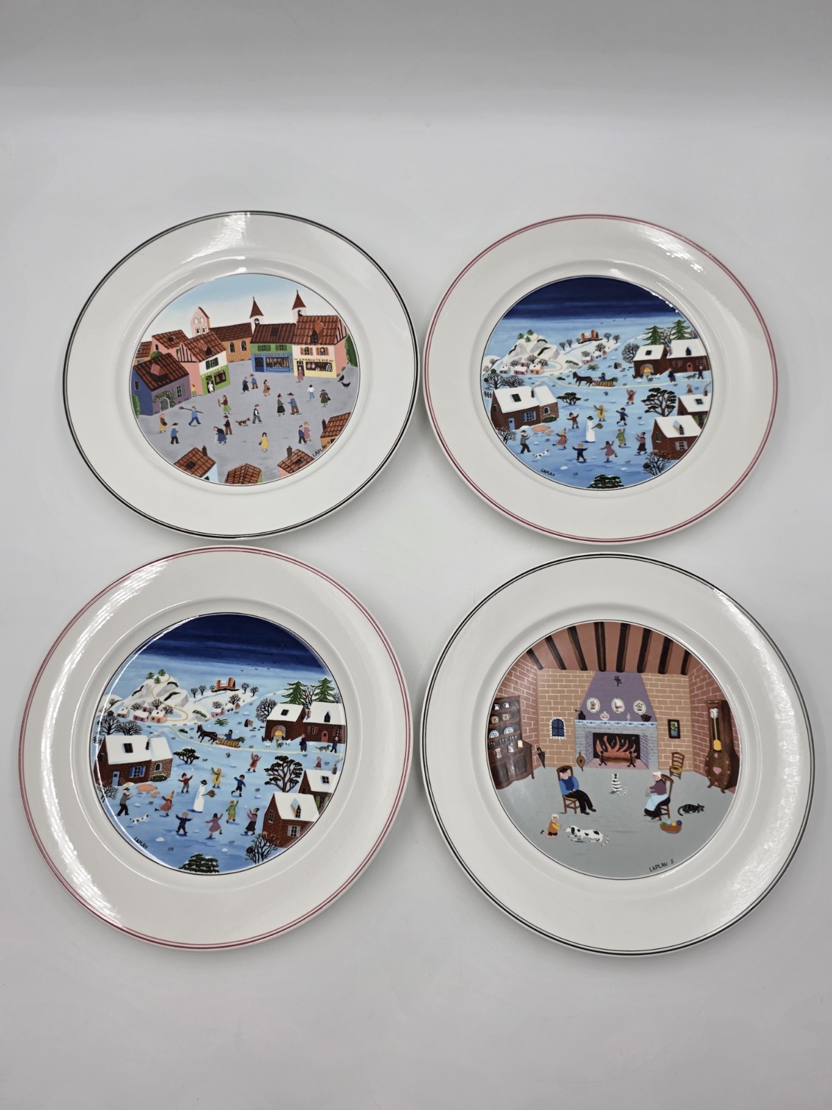 Villeroy & Boch Naif Laplau 4 Dinner Plates Christmas Village Noah Ark 10.5 Inch Villeroy & Boch Naif Laplau 4 Dinner Plates Christmas Village Noah Ark 10.5 Inch