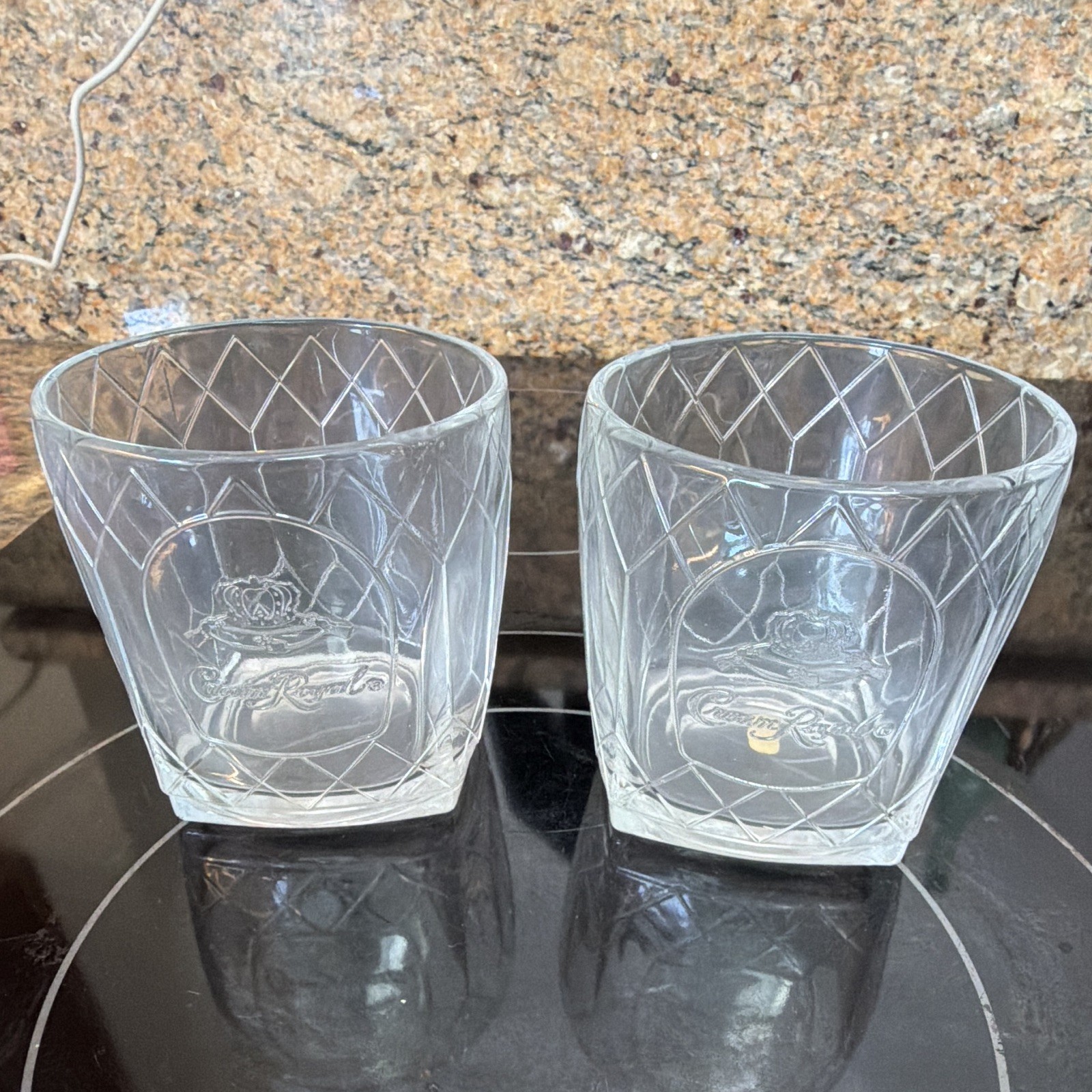 Crown Royal Clear Etched Glass Rocks Whiskey Tumblers, Set of 2