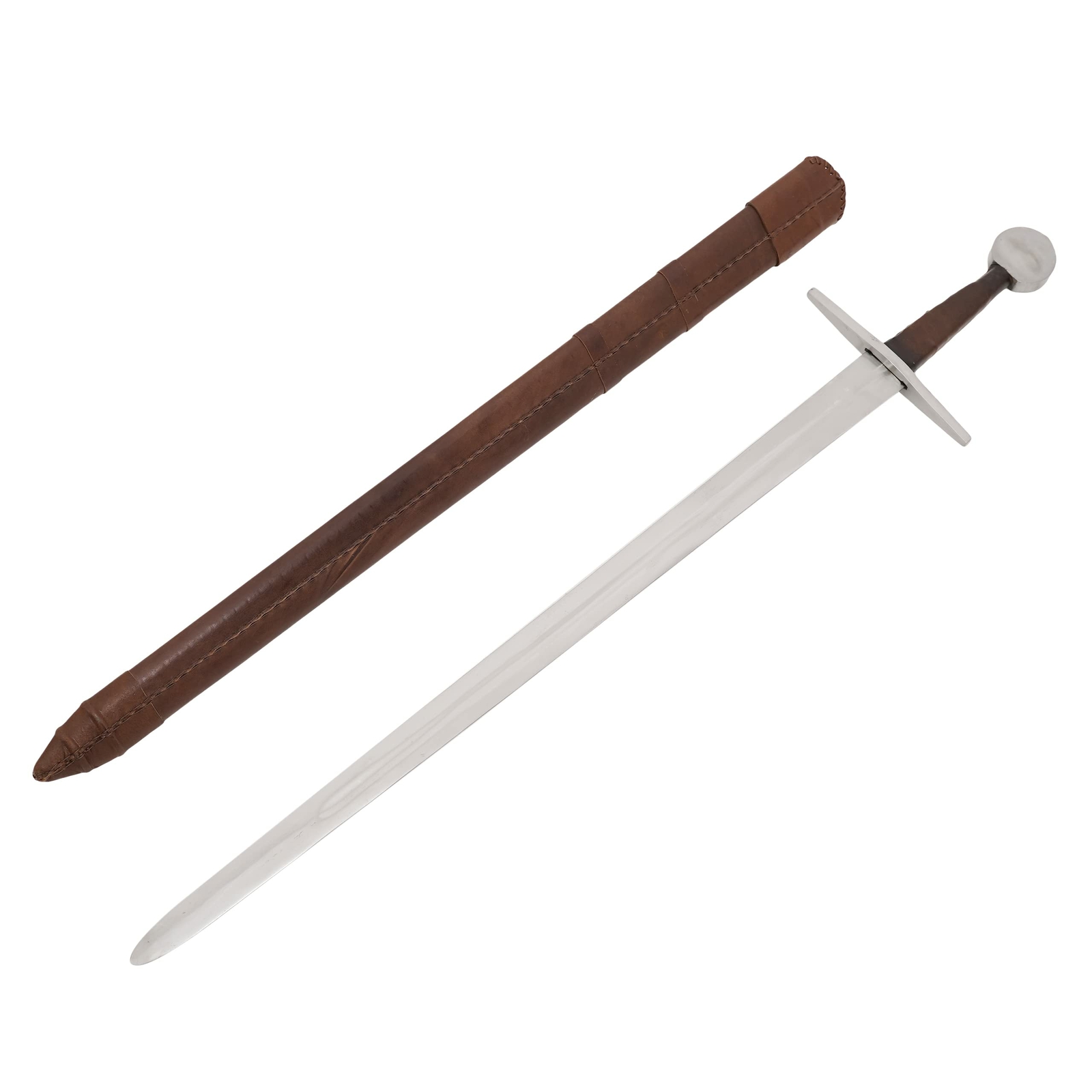 Medieval One Handed Sword Carbon Steel Hand Forged Classic with Leather Scabbard