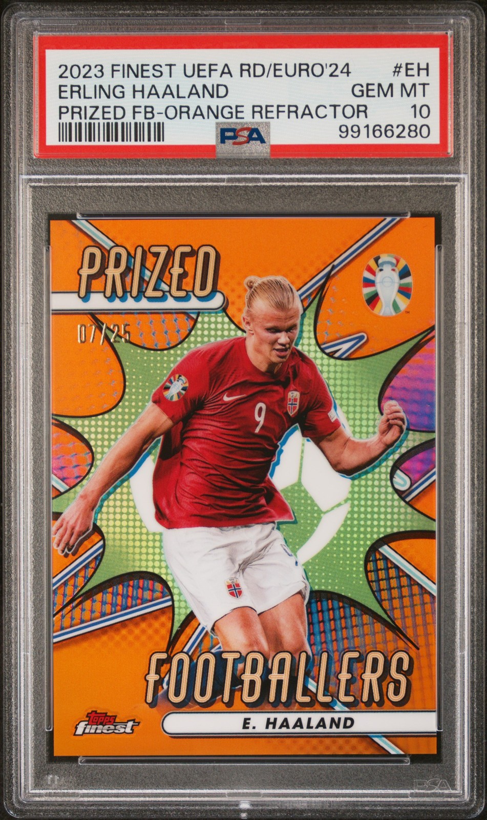 2023 TOPPS FINEST ROAD TO UEFA ORANGE REFRACTOR #EH ERLING HAALAND 7/25 PSA 10 2023 TOPPS FINEST ROAD TO UEFA ORANGE REFRACTOR #EH ERLING HAALAND 7/25 PSA 10