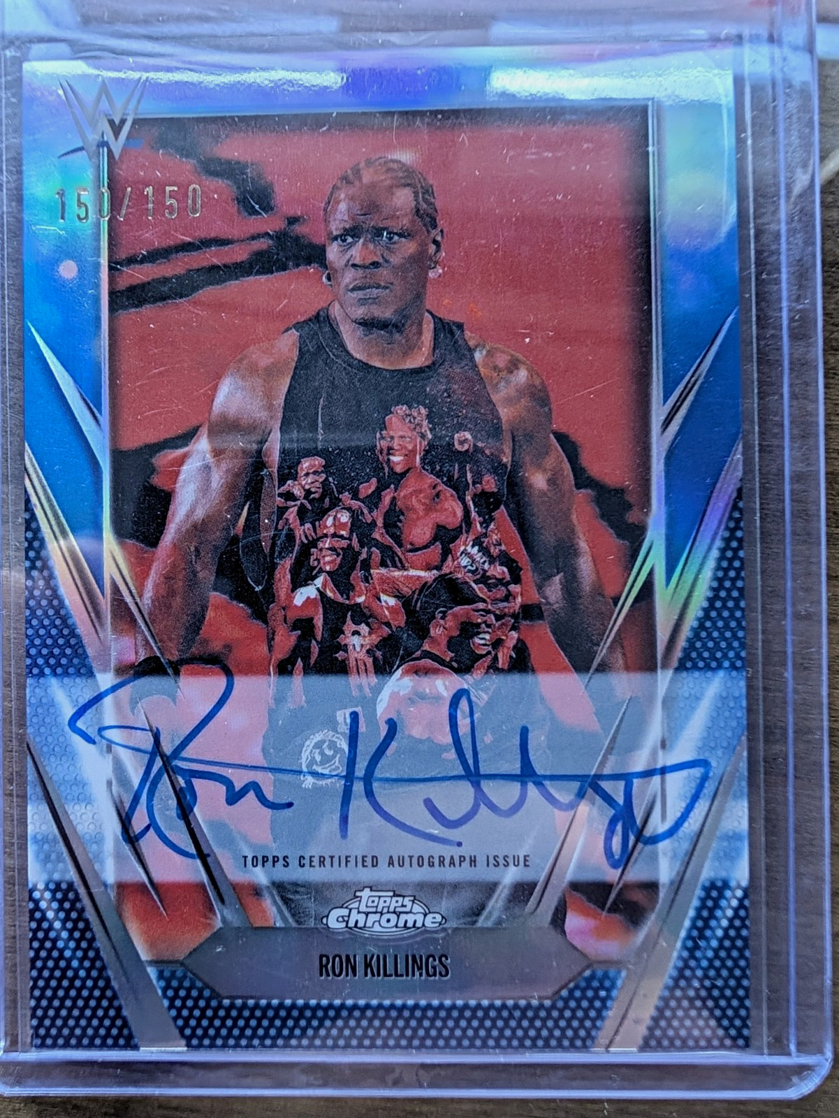 Topps 2026 Topps Chrome WWE Ron Killings #14 Blue Refractor Auto /150