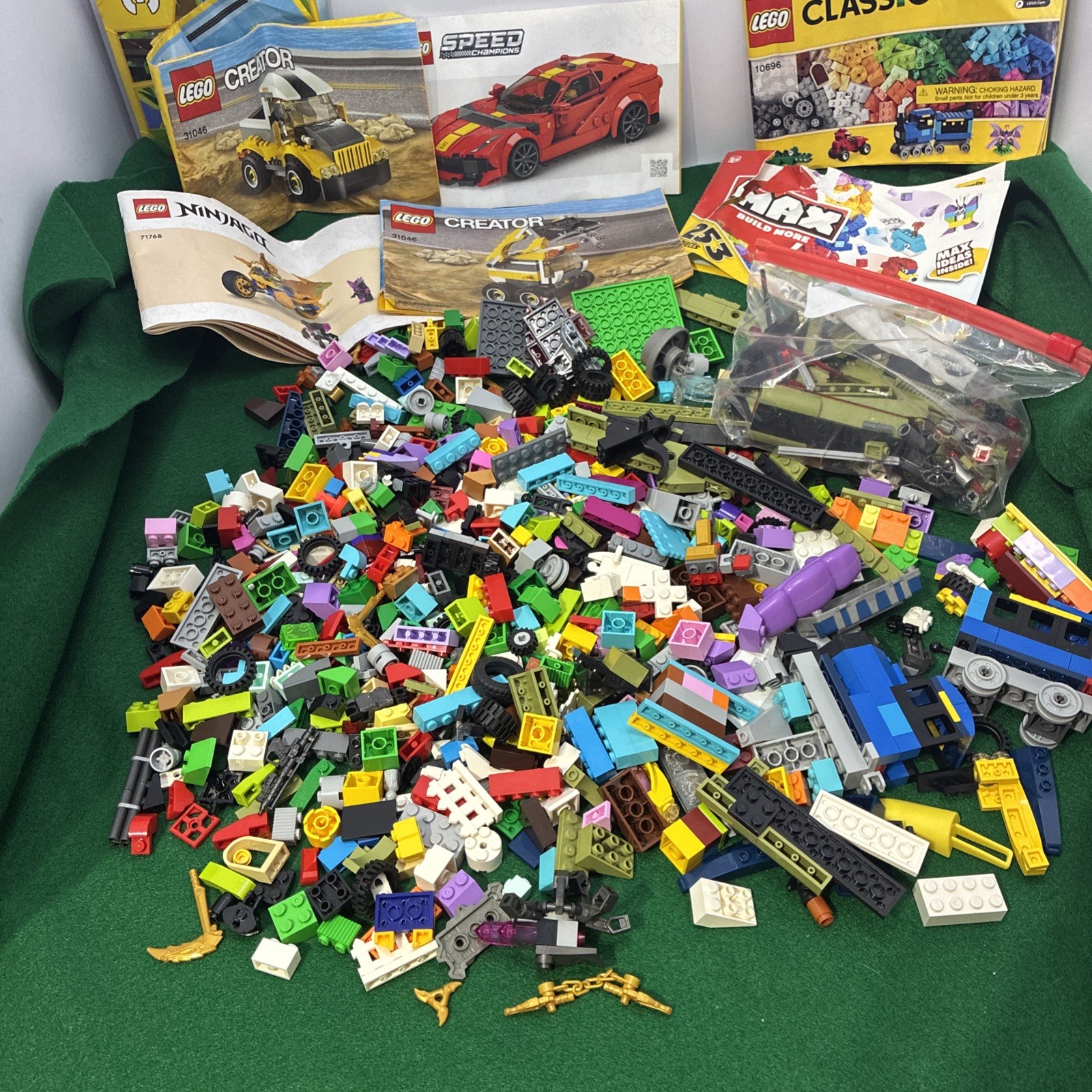 LEGO and max blox mega blocks Mixed Lot - Pieces, And Manuals