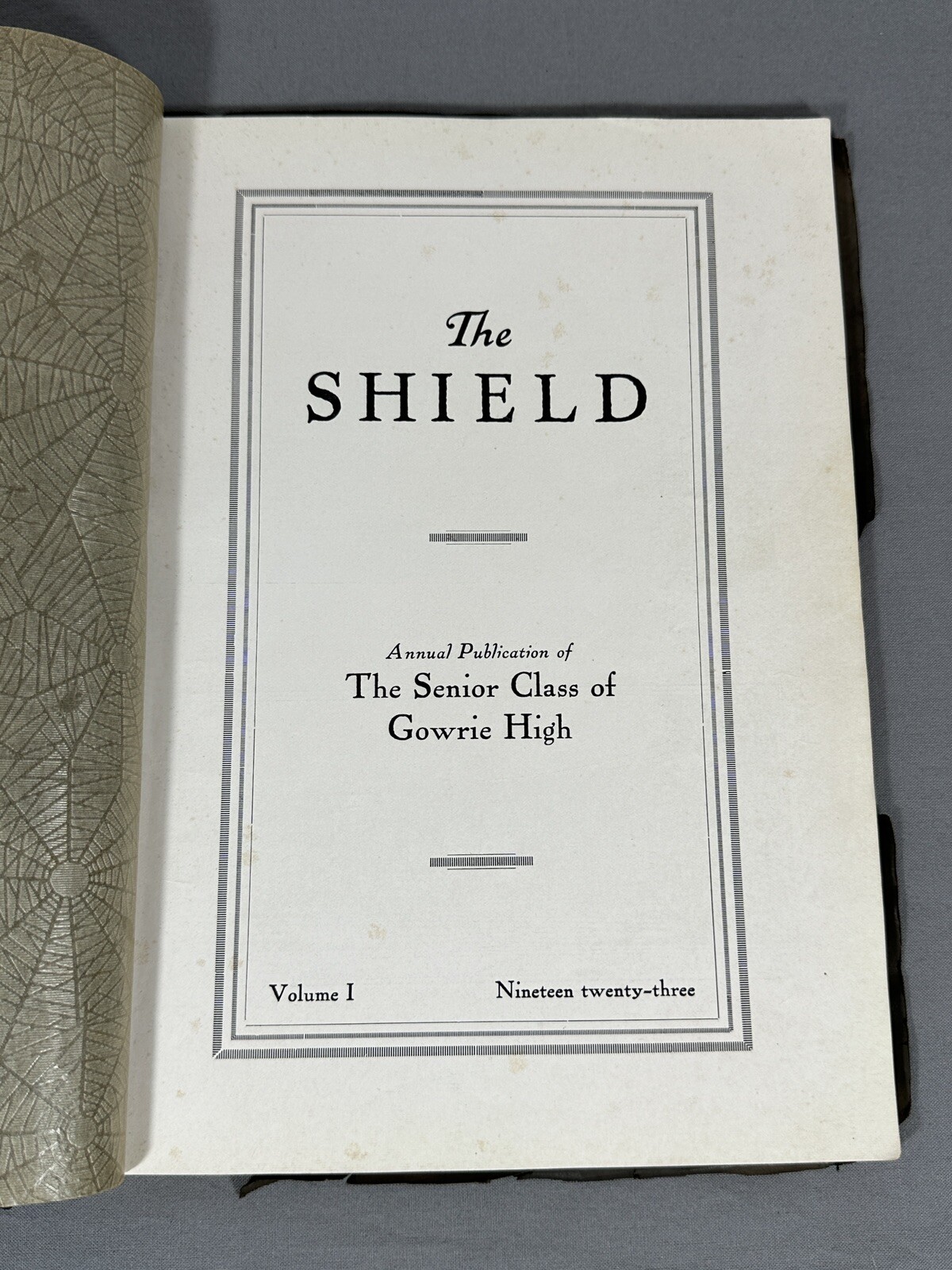 1923 The Shield Gowrie High School Yearbook GHS Iowa, RARE Book