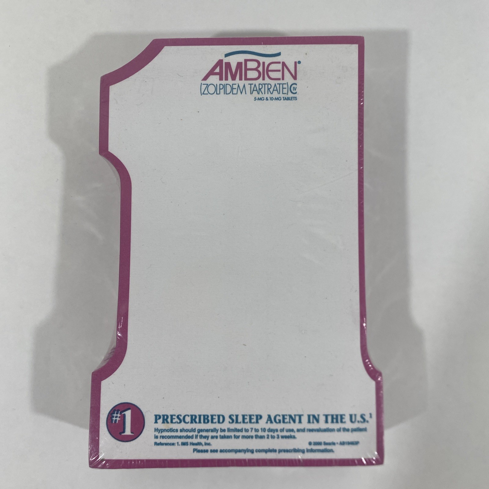 Vtg 2000 Ambien Pharma Drug Rep Merch Notepad Paper Pad Collectible Sealed Vtg 2000 Ambien Pharma Drug Rep Merch Notepad Paper Pad Collectible Sealed