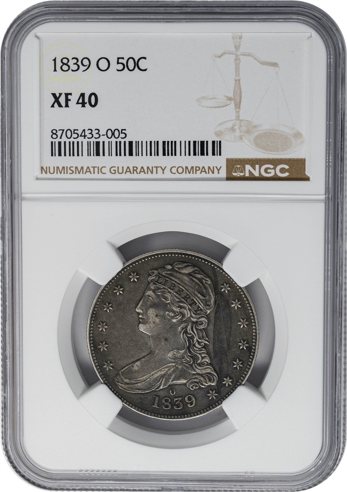 1839-O Capped Bust Half 50c XF40 NGC 951729-12