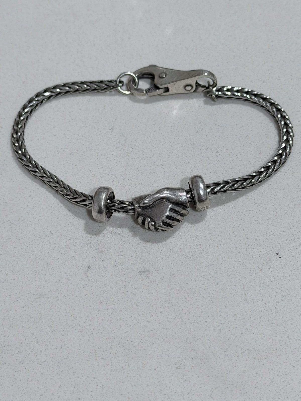 Trollbeads Sterling Silver Foxtail Bracelet w/ Friendship Bead, Clasp & Stoppers