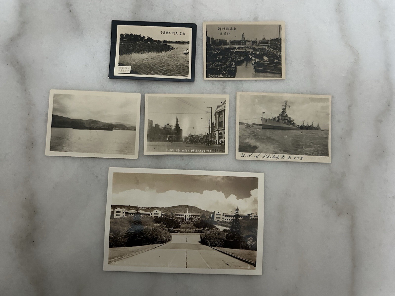 Vtg 1940s Lot of 5 Shanghai China Photos on Cardstock + 1 Postcard Vtg 1940s Lot of 5 Shanghai China Photos on Cardstock + 1 Postcard