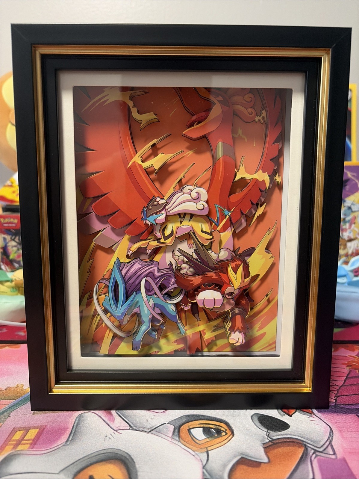 Legendary Beasts 3D Shadowbox Framed Fan Art Legendary Beasts 3D Shadowbox Framed Fan Art