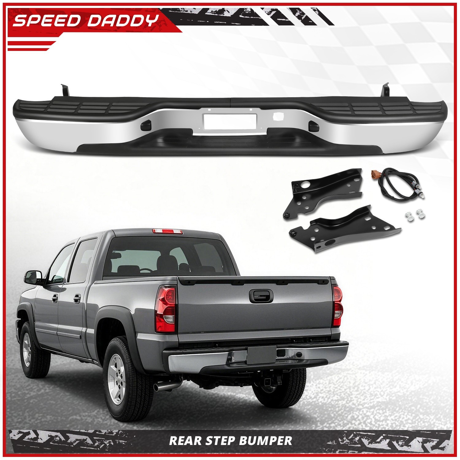 For 99-07 Chevy Silverado GMC Sierra 1500 2500 Chrome Complete Rear Step Bumper For 99-07 Chevy Silverado GMC Sierra 1500 2500 Chrome Complete Rear Step Bumper