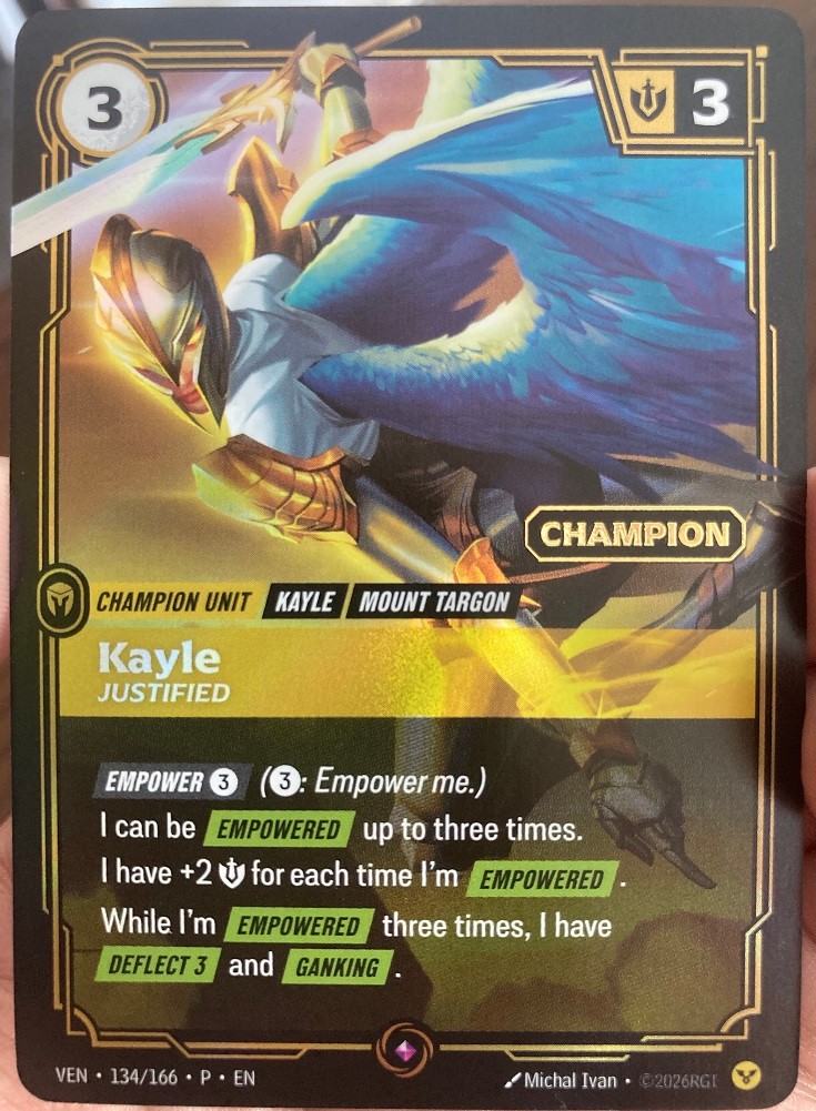 Riftbound TCG || Kayle - Justified Summoner Skirmish Champion || 134/166 Promo Riftbound TCG || Kayle - Justified Summoner Skirmish Champion || 134/166 Promo