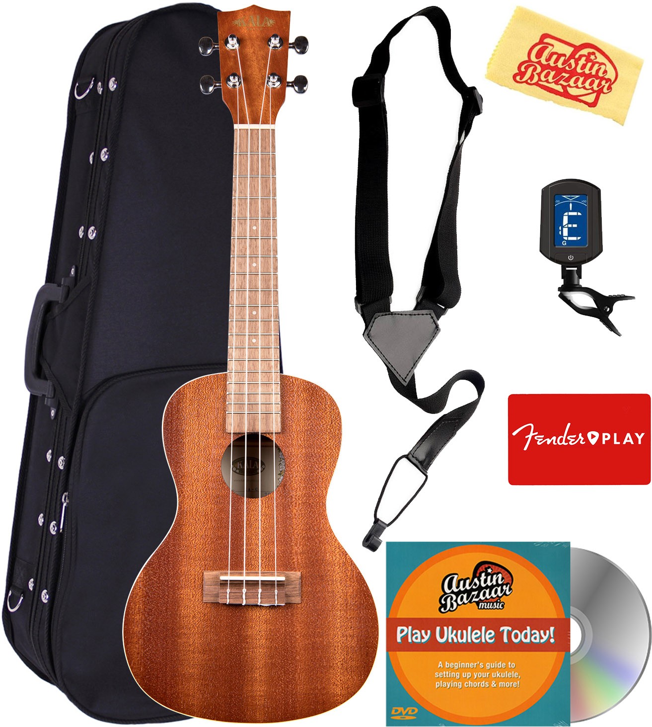 Kala KA-C Satin Mahogany Concert Ukulele w/ Hard Case