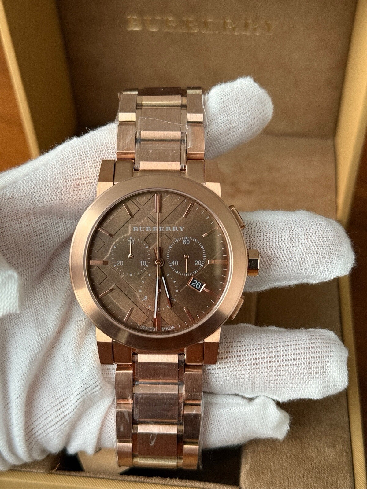 Burberry Men's Watch Chronograph The City 42mm Rose Gold BU9353