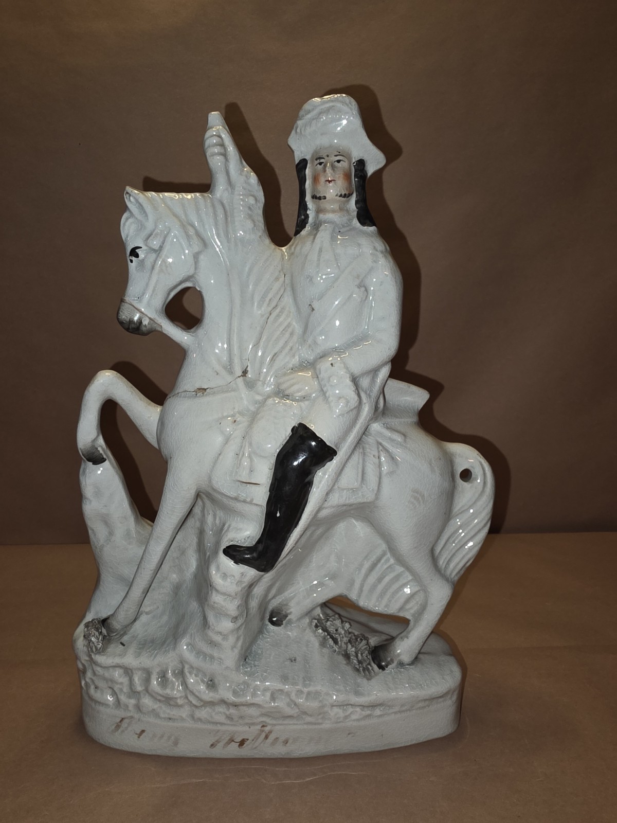 Antique Staffordshire “King William III” Equestrian Flatback, c.1860s