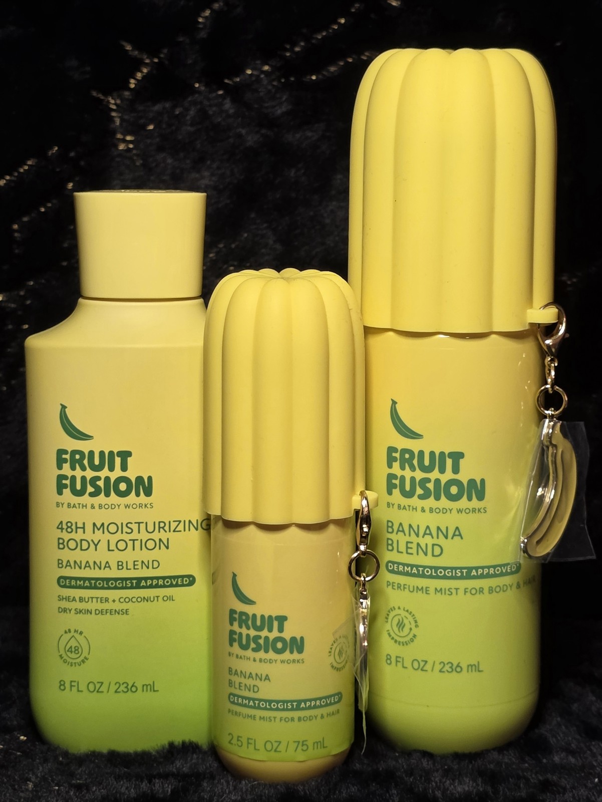 Bath & Body Works Fruit Fusion Banana Blend Mist Lotion Trav Mist Set of 3- NEW Bath & Body Works Fruit Fusion Banana Blend Mist Lotion Trav Mist Set of 3- NEW