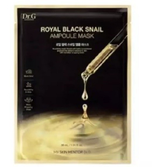 Dr.G Royal Black Snail Ampoule Mask 30g (10 Sheets) - Brightening & Anti-Aging