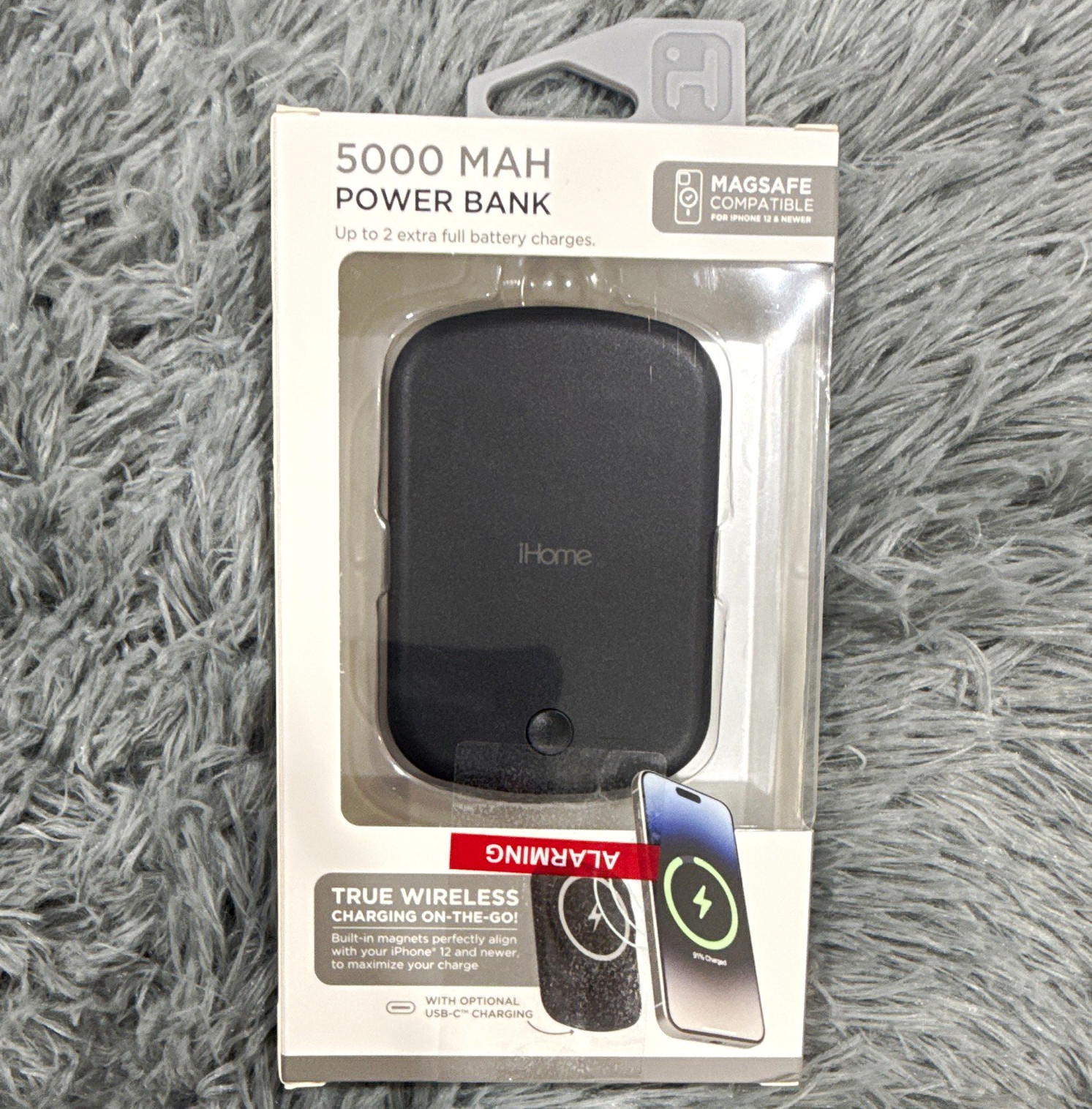 iHome Nano Mag 5000mAh MagSafe Compatible Qi Wireless + USB-C Power Bank Black iHome Nano Mag 5000mAh MagSafe Compatible Qi Wireless + USB-C Power Bank Black