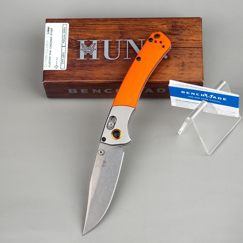 Benchmade 15085 Mini Crooked River Orange G10 S30V Blade AXIS Lock Folding Knife